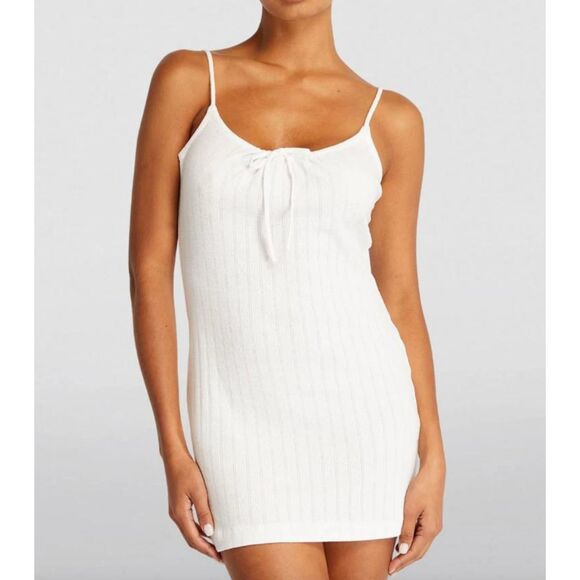 LESET Pointelle Tank Mini Dress White XS‎ - Picture 1 of 6